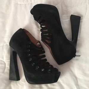 Jeffrey Campbell Suede Strappy Chunky Heels 7.5